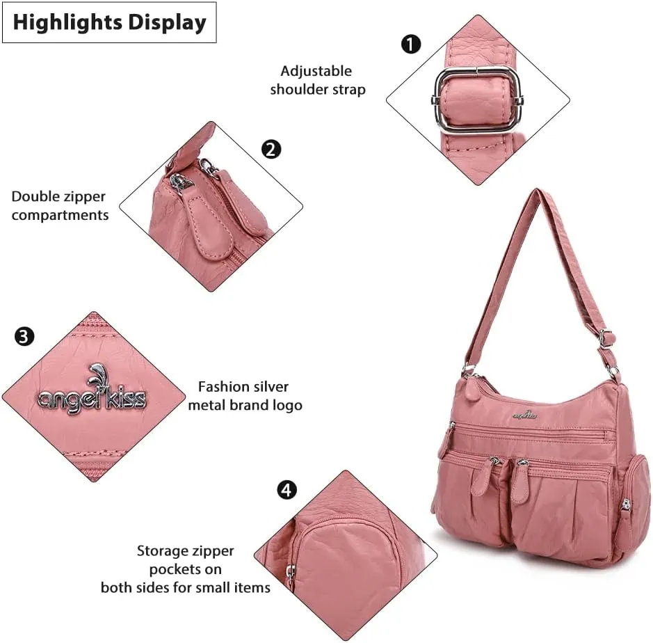 Angelkiss Crossbody Bags for Women, Ladies Shoulder Handbags and Purses Medium Faux Leather Pocketbooks