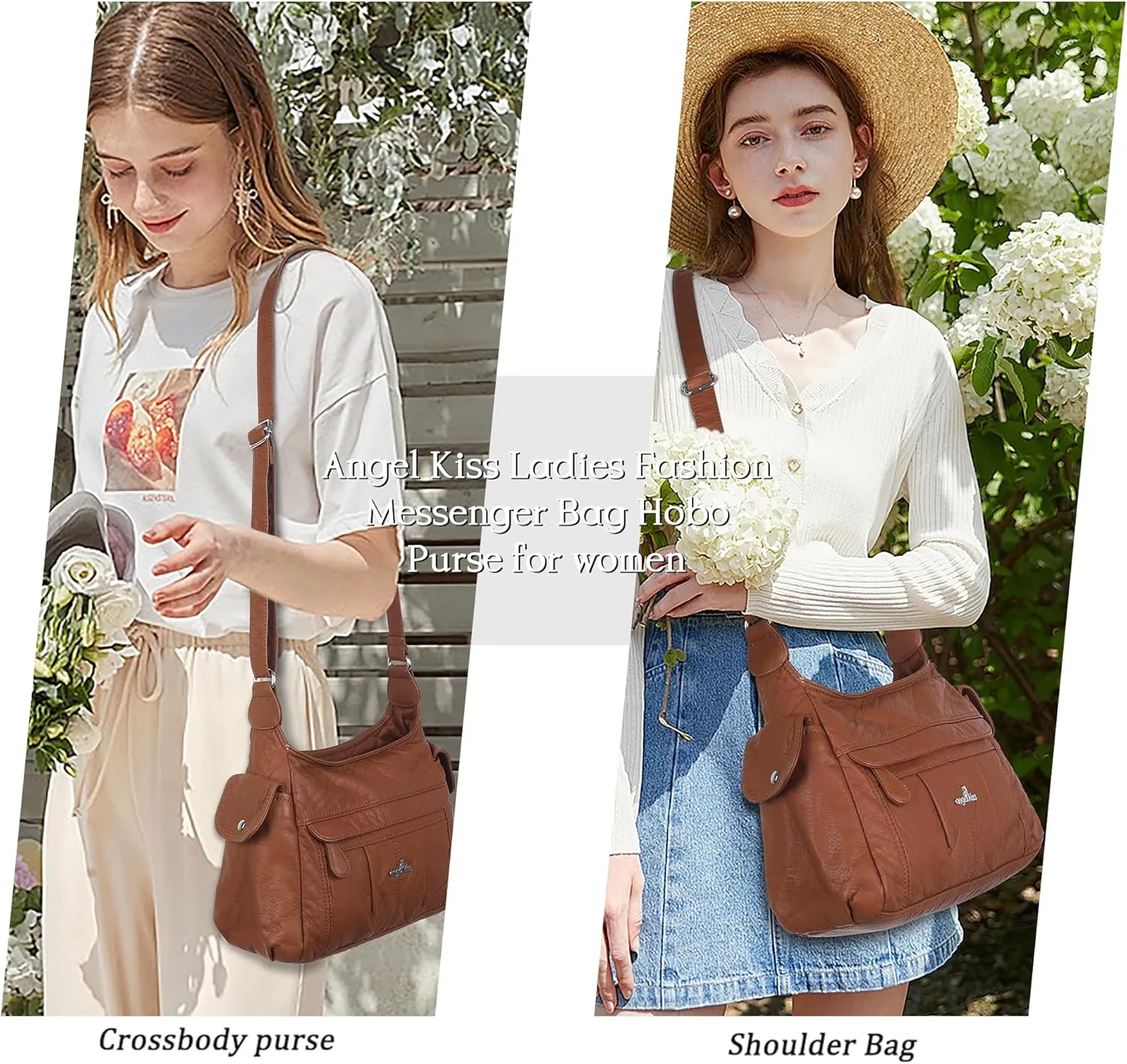 Angelkiss Crossbody Bags for Women, Ladies Shoulder Handbags and Purses Medium Faux Leather Pocketbooks