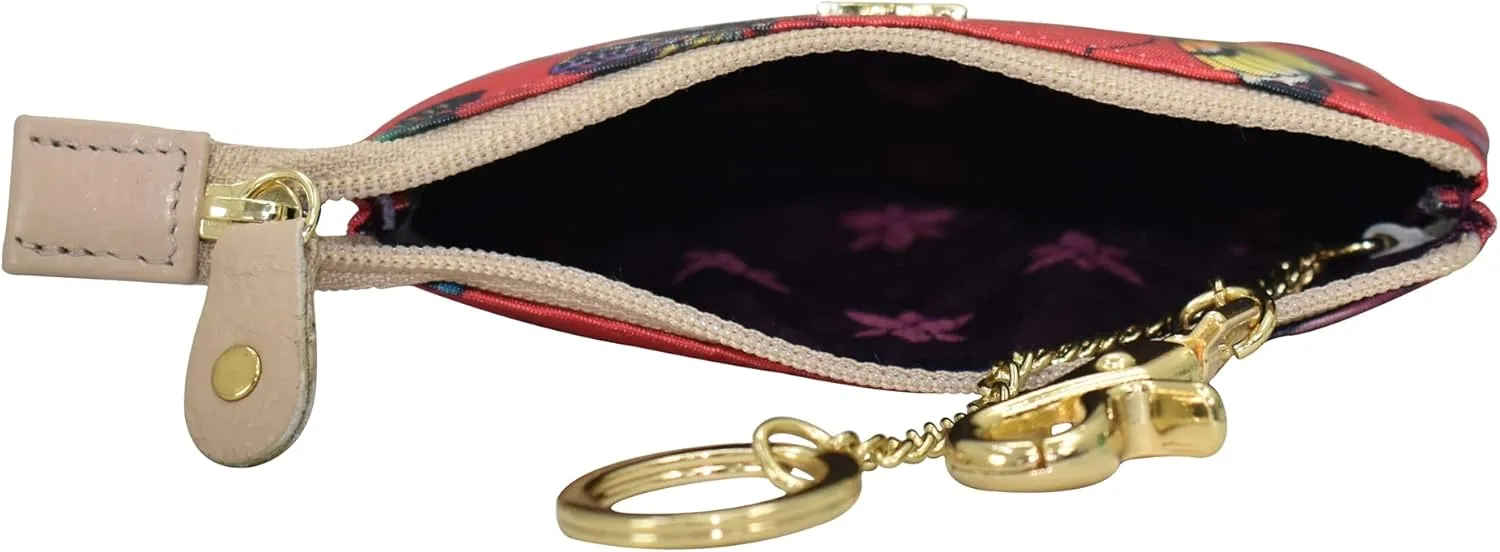 Anuschka Zip Travel Pouch-Wanderlust Collection-Nylon Fabric with Leather Trim and Artwork Print
