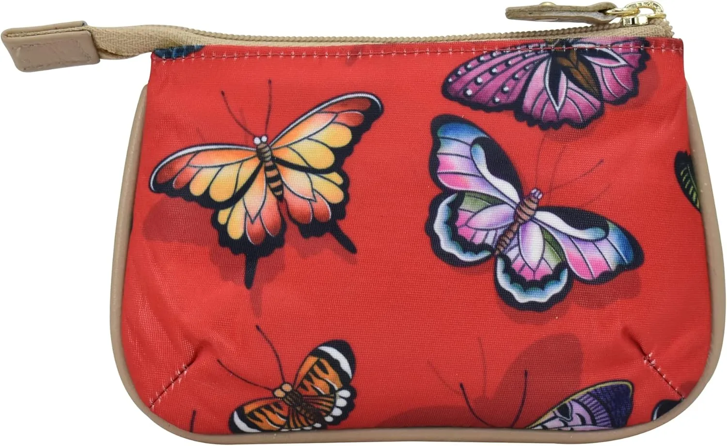 Anuschka Zip Travel Pouch-Wanderlust Collection-Nylon Fabric with Leather Trim and Artwork Print