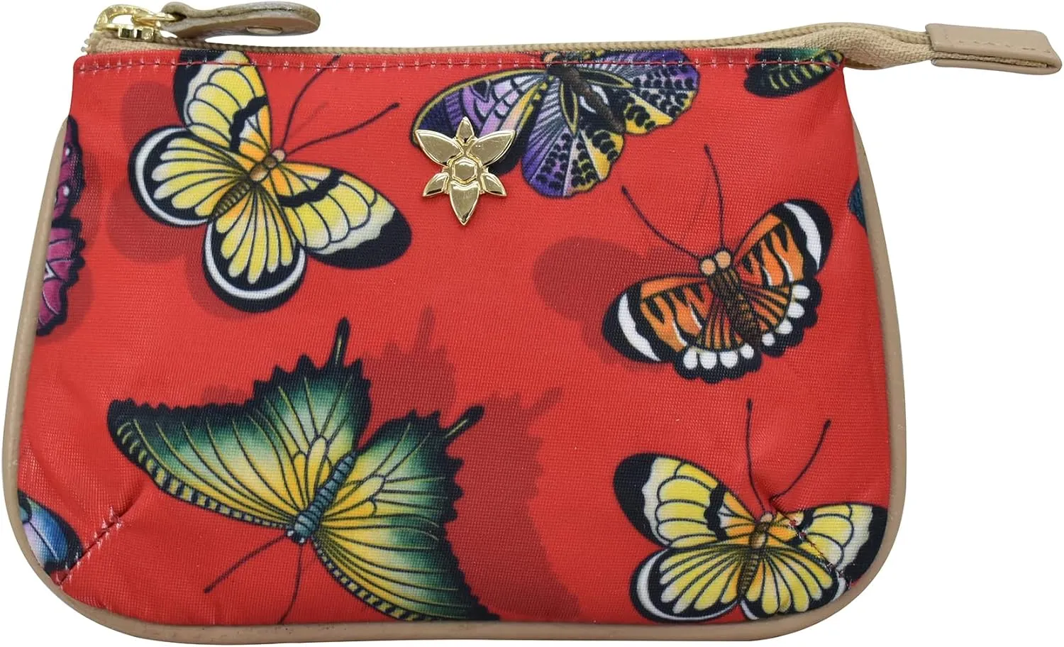 Anuschka Zip Travel Pouch-Wanderlust Collection-Nylon Fabric with Leather Trim and Artwork Print