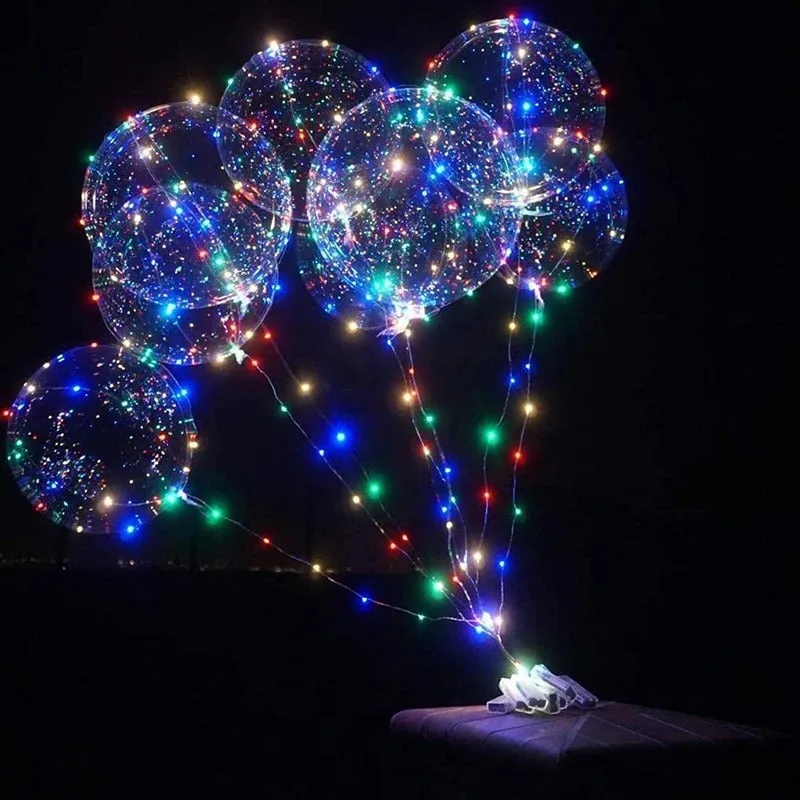 ANYPARTY Balloons 10Pcs Transparent Multicolor 3M LED String Lights with Stick Party Decor