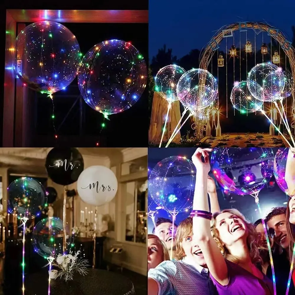 ANYPARTY Balloons 10Pcs Transparent Multicolor 3M LED String Lights with Stick Party Decor