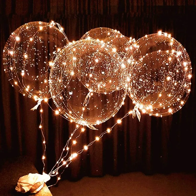 ANYPARTY Balloons 10Pcs Transparent Warm White 3M LED String Lights with Stick Party Decor
