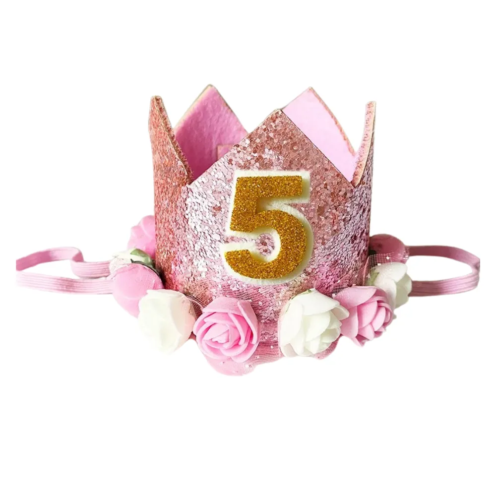 ANYPARTY Party Hat Pink Number Rose Flower Crown Headband