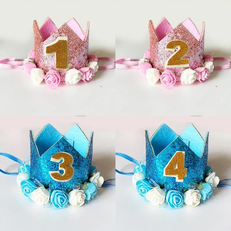 ANYPARTY Party Hat Pink Number Rose Flower Crown Headband