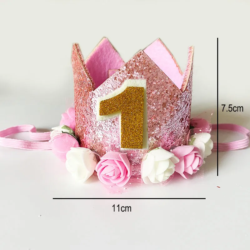 ANYPARTY Party Hat Pink Number Rose Flower Crown Headband