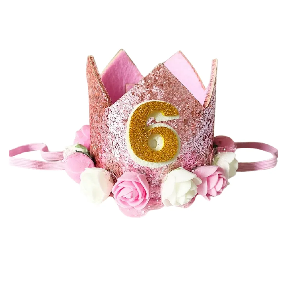 ANYPARTY Party Hat Pink Number Rose Flower Crown Headband