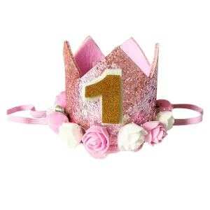 ANYPARTY Party Hat Pink Number Rose Flower Crown Headband