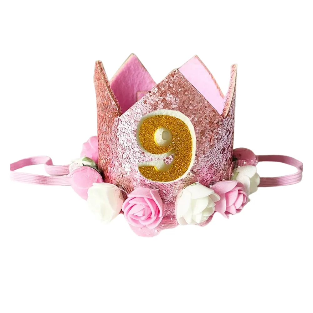 ANYPARTY Party Hat Pink Number Rose Flower Crown Headband