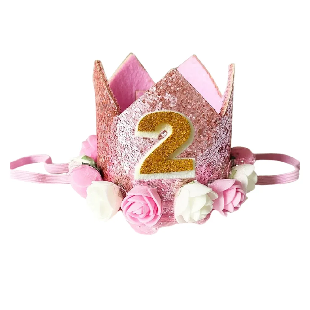 ANYPARTY Party Hat Pink Number Rose Flower Crown Headband