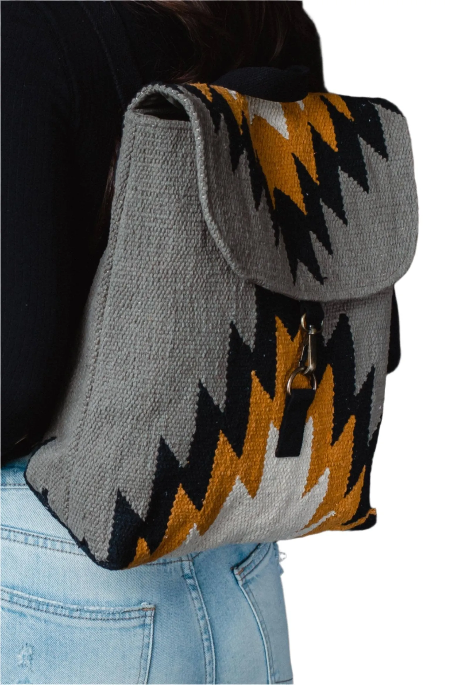Artisanal Backpack: Grey   Mustard