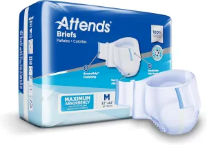 Attends Breathable Fitted Briefs w/Flex Tabs, Size Medium, Case/96 (4 bags/24)