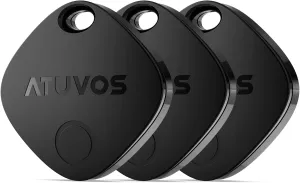 ATUVOS Air Tags-3 Pack, Bluetooth Luggage Tracker Works with Apple Find My (iOS Only, Not for Android), Keys Finder and Item Locator Track Your Keys, Luggage, Backpack, Suitcase, Bags and More (Black)