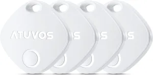 ATUVOS Air Tags-4 Pack, Bluetooth Luggage Tracker Works with Apple Find My APP (iOS Only, Not for Android), Keys Finder and Item Locator for Luggage, Backpack, Suitcases, Replaceable Battery (White)