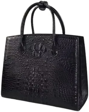 Authentic Real True Crocodile Skin Women Black Totes Purse Genuine Alligator Leather Lady Shoulder Bag Female Three-way Handbag