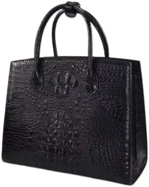 Authentic Real True Crocodile Skin Women Black Totes Purse Genuine Alligator Leather Lady Shoulder Bag Female Three-way Handbag