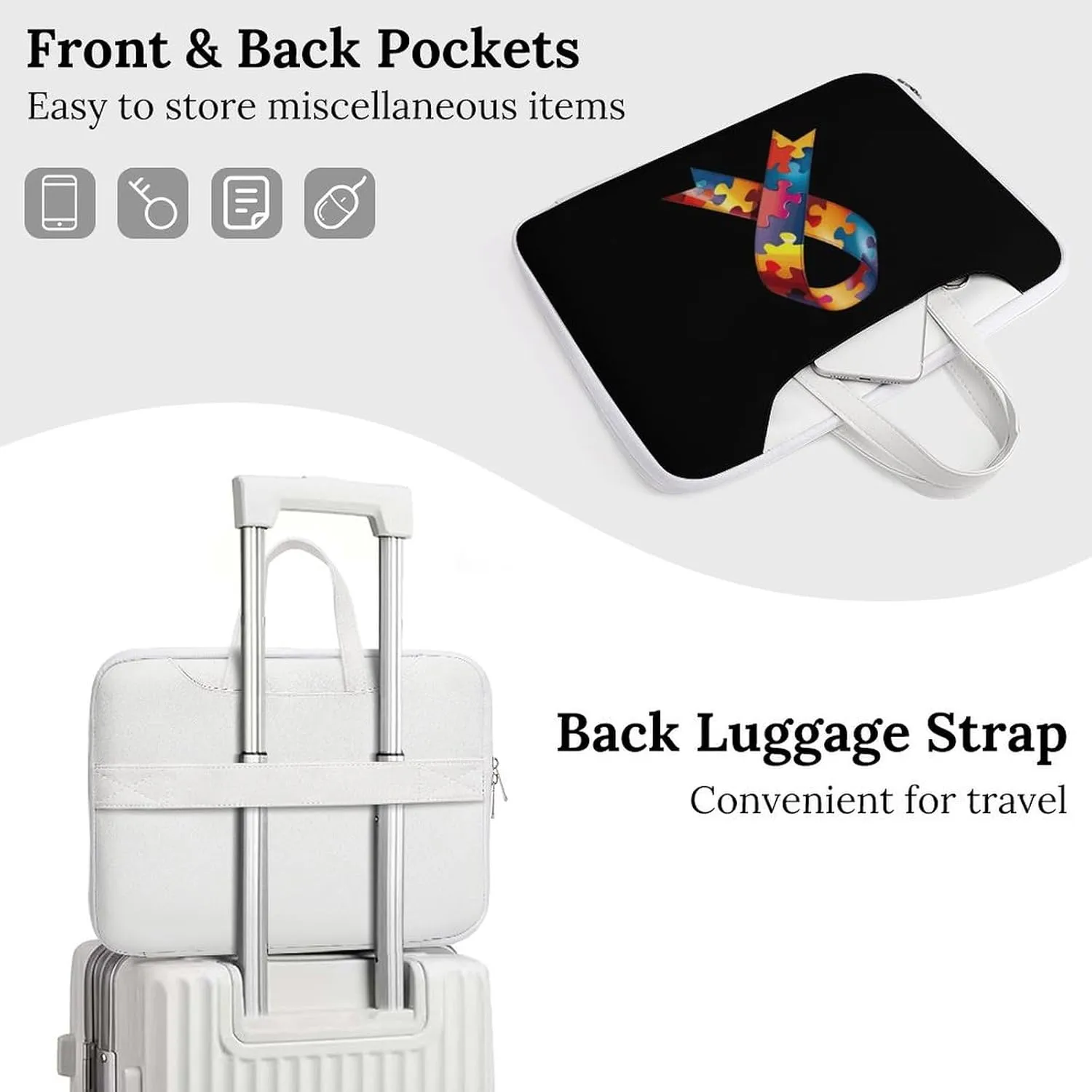 Autism Awareness Ribbon Laptop Tote Bag Waterproof Computer Carrying Case Business Office Briefcase
