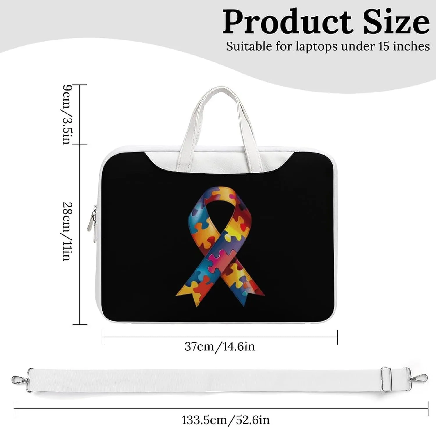 Autism Awareness Ribbon Laptop Tote Bag Waterproof Computer Carrying Case Business Office Briefcase