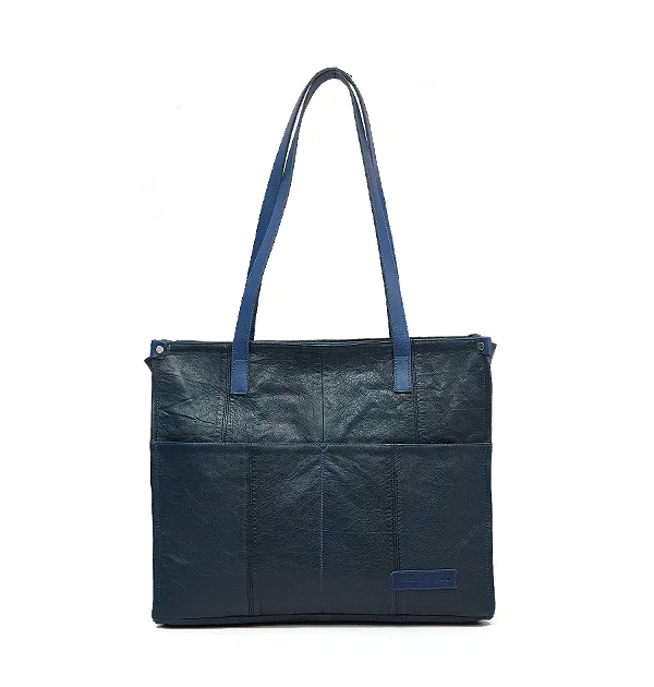 Azure Leather Office Tote