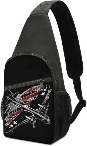 B17 Bomber WW2 Plane Aircraft USA Flag Crossbody Bags for Women Men Sling Bag Bakpack Shoulder Bag Travel Hiking Daypack