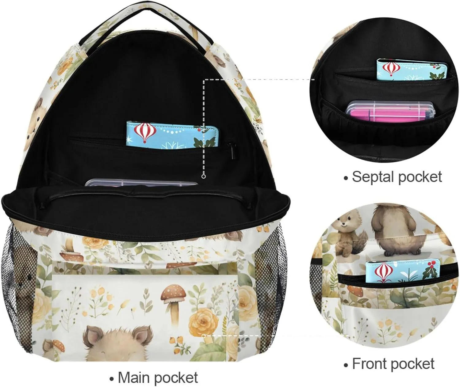 Backpacks for Men and Women Fashion Backpack with Chest Strap for Business Work College Travel Trip Personalized Animal Leaf