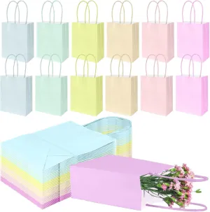 BadenBach 30 Pack Mini Tiny Pastel Paper Gift Bags with Handle,5.9" x 4.7" x 2.4",Pastel Paper Goodie Bags Colored Party Favor Bag Cute Kraft Candy Bag for Wedding Baby Shower Party Mother's Day