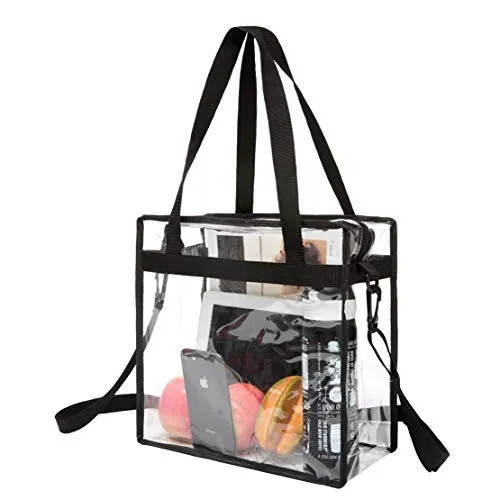 BAGAIL Clear Tote Bag, Black (12x12x6 in)