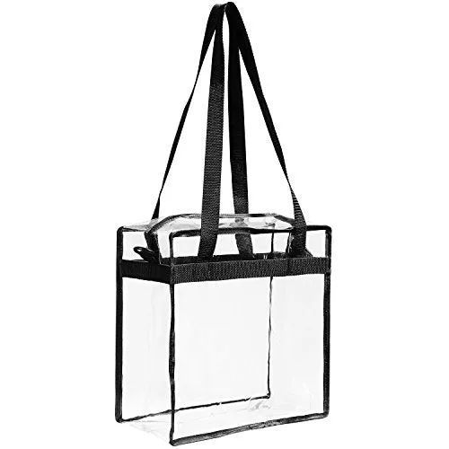 BAGAIL Clear Tote Bag, Black (12x12x6 in)