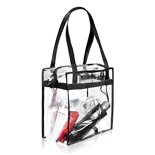 BAGAIL Clear Tote Bag, Black (12x12x6 in)