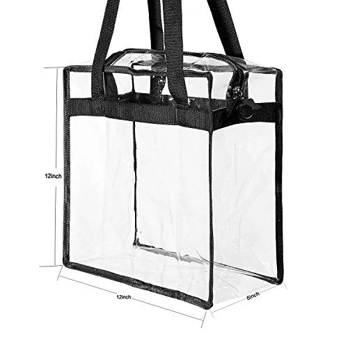 BAGAIL Clear Tote Bag, Black (12x12x6 in)