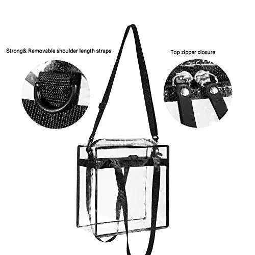 BAGAIL Clear Tote Bag, Black (12x12x6 in)