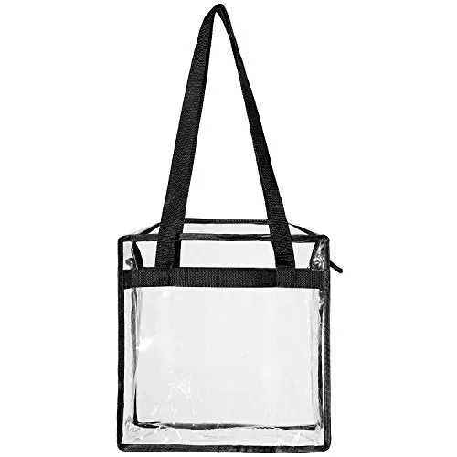 BAGAIL Clear Tote Bag, Black (12x12x6 in)