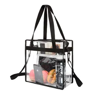 BAGAIL Clear Tote Bag, Black (12x12x6 in)