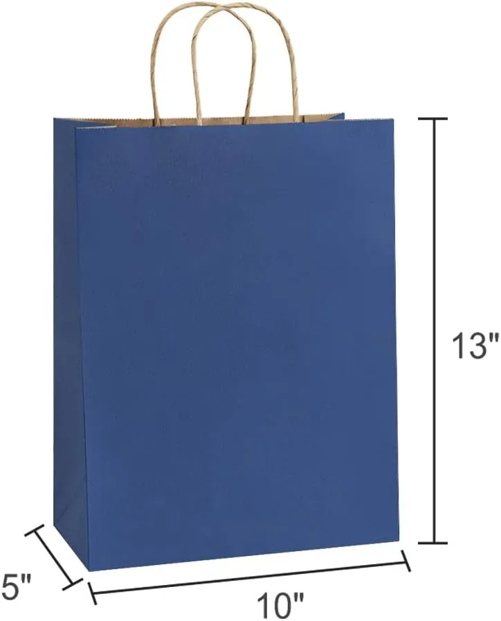 BagDream Gift Bags 10x5x13 25Pcs Kraft Paper Shopping Bags with Handles, for Gifts, Business, Merchandise, Retail, Birthday Party Favor, Navy Blue Recycled Paper Sacks