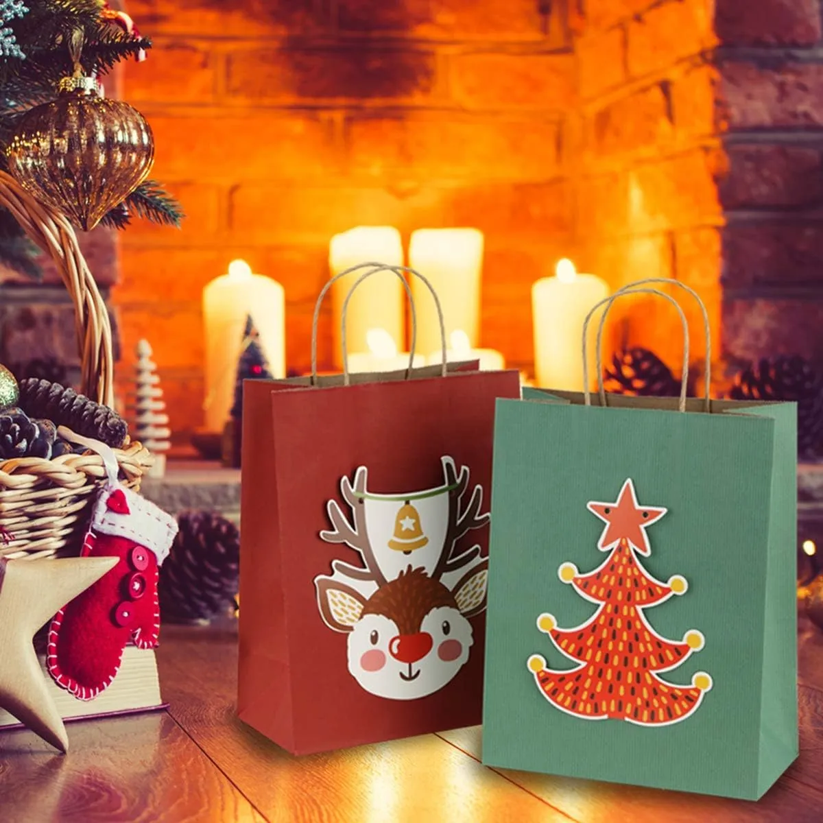 BagDream Gift Bags 10x5x13 25Pcs Kraft Paper Shopping Bags with Handles, for Gifts, Business, Merchandise, Retail, Christmas Wedding Party Favor, Red Recycled Paper Sacks