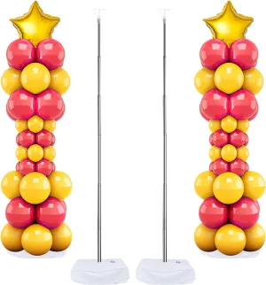 Balloon Column Stand Set of 2, 6.6ft Balloon Arch Stand Adjustable Balloon Column kit with Base Telescopic for Baby Shower Wedding Birthday Graduation Party Decorations (2)