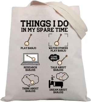 BDPWSS Banjo Lover Tote Bag Things I Do In My Spare Time Banjo Player Gift Musician Lover Travel Pouch Bluegrass Music Gift
