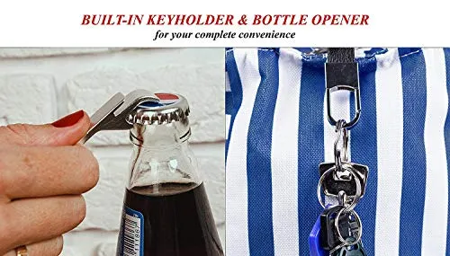 Beach Bag XXL (HUGE) - 100% Waterproof - L22"xH15"xW6" - Rope Handles - Top Magnet Clasp - Outside Pockets - Beach Tote has Waterproof Phone Case, Key Holder, Bottle Opener