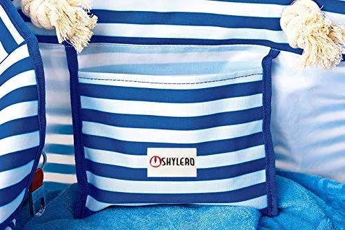 Beach Bag XXL (HUGE) - 100% Waterproof - L22"xH15"xW6" - Rope Handles - Top Magnet Clasp - Outside Pockets - Beach Tote has Waterproof Phone Case, Key Holder, Bottle Opener