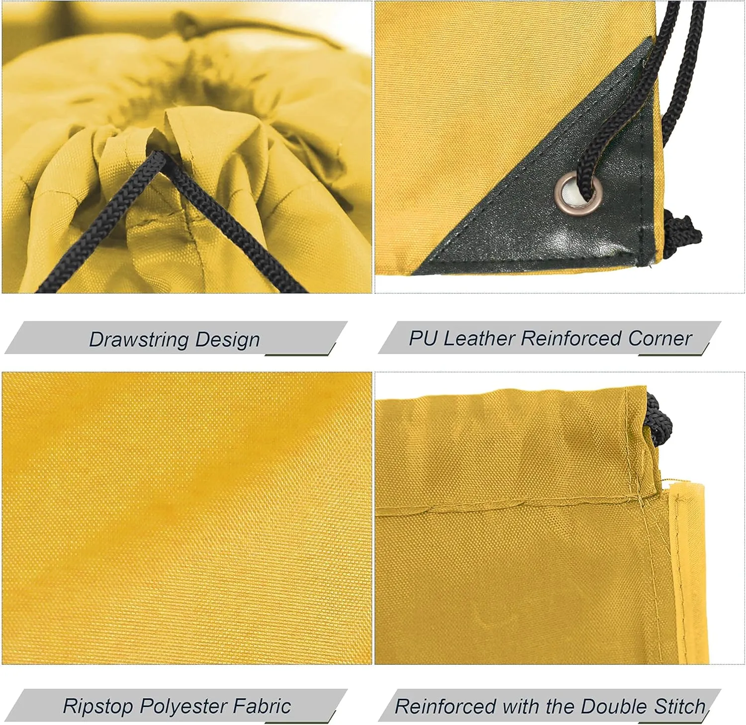 BeeGreen 10 Packs Yellow Drawstring Bags for Birthday Party Gym Sports Multipurpose Polyester Cinch Sackpack Bulk for Heat Vinyl Tie Dye Pull String Sinch Sacks
