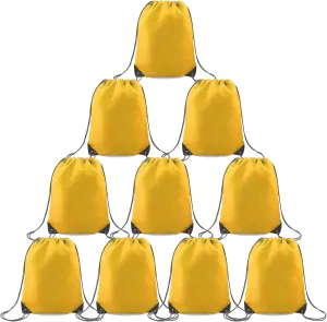 BeeGreen 10 Packs Yellow Drawstring Bags for Birthday Party Gym Sports Multipurpose Polyester Cinch Sackpack Bulk for Heat Vinyl Tie Dye Pull String Sinch Sacks
