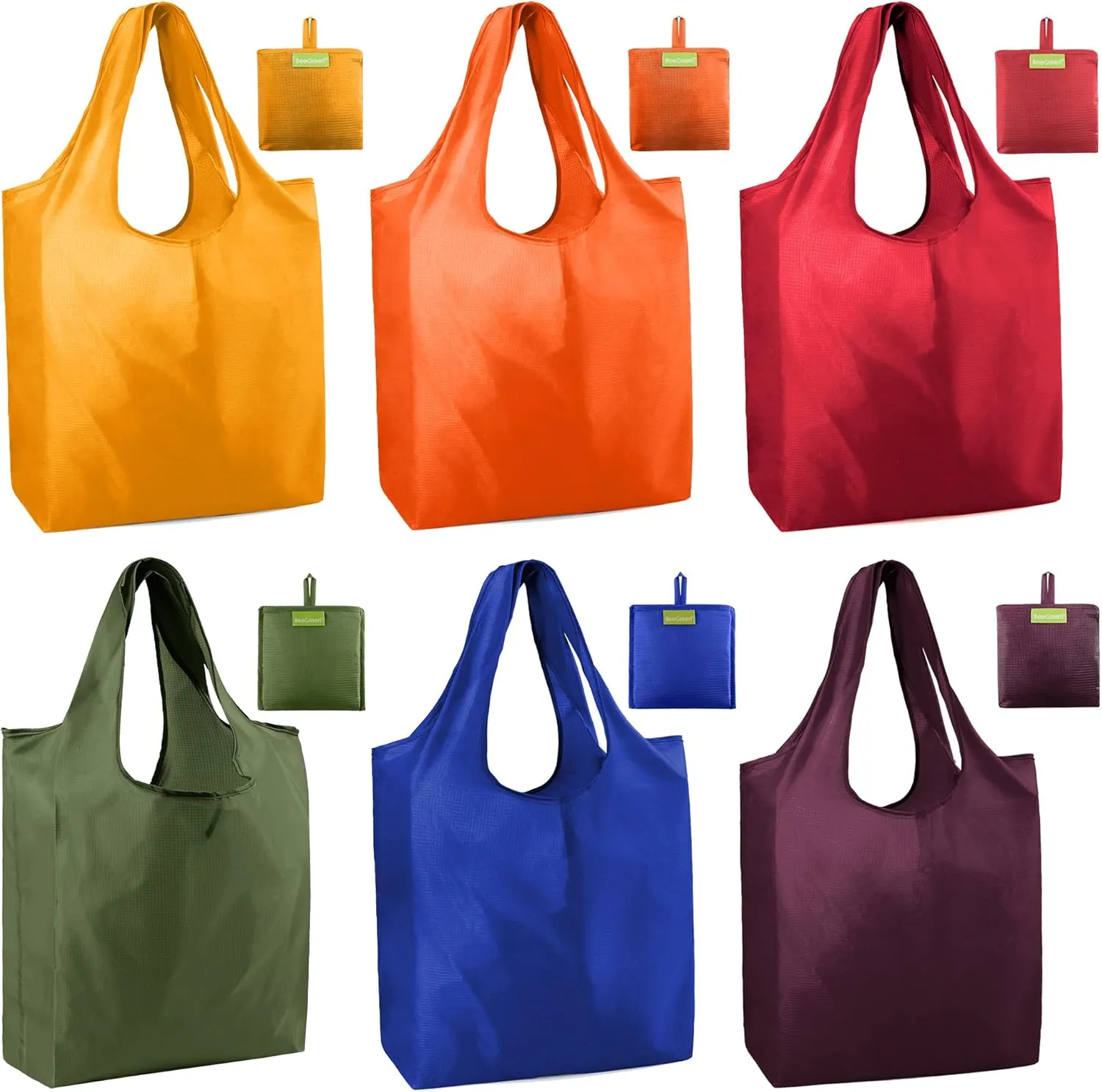 BeeGreen Reusable Grocery Bags Foldable Reusable Gift Bag Reusable Shopping- Bags With Handles Polyester Grocery Tote Bulk Travel Tote Bags For Women Cloth Bag Colorful Gifts