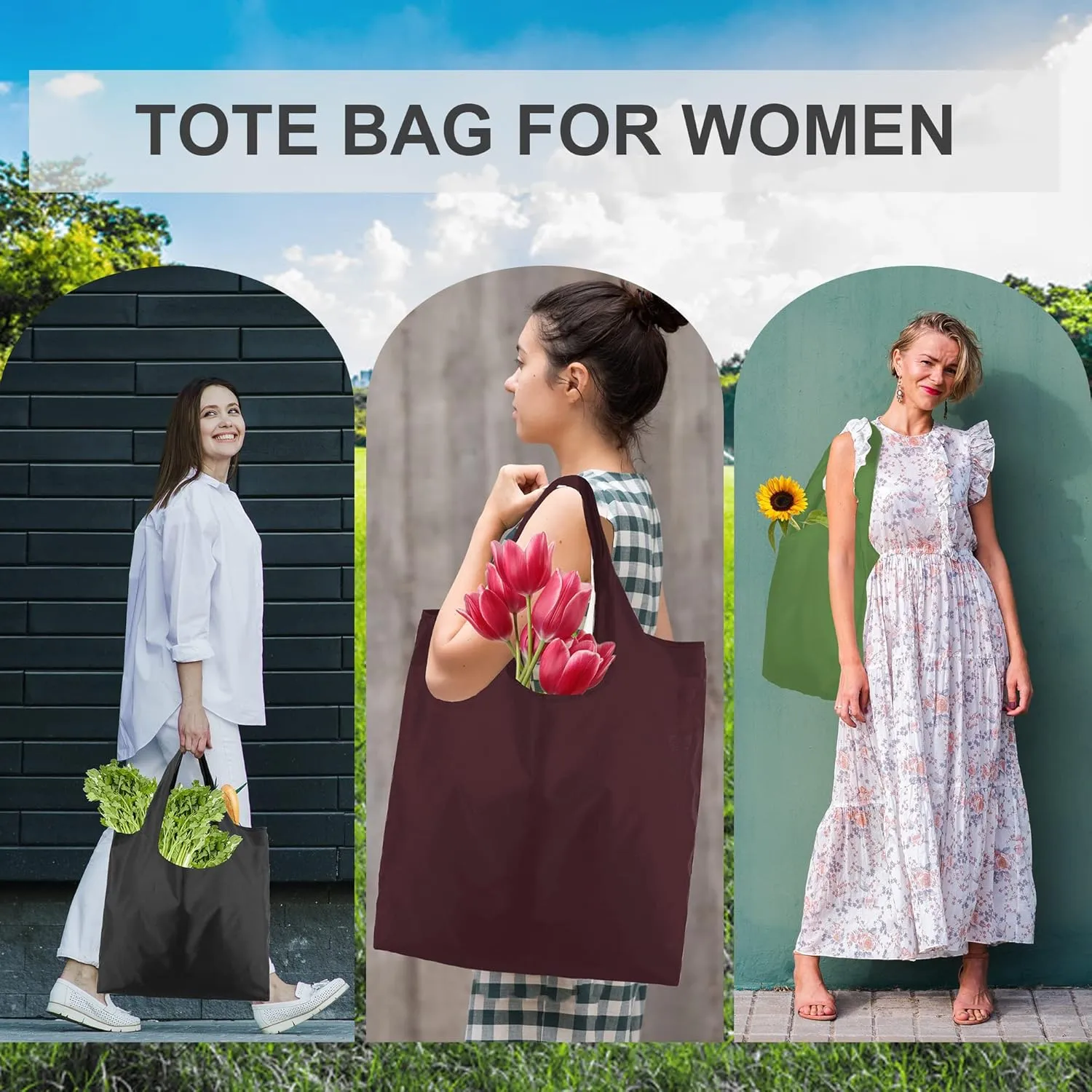 BeeGreen Reusable Grocery Bags Foldable Reusable Gift Bag Reusable Shopping- Bags With Handles Polyester Grocery Tote Bulk Travel Tote Bags For Women Cloth Bag Colorful Gifts