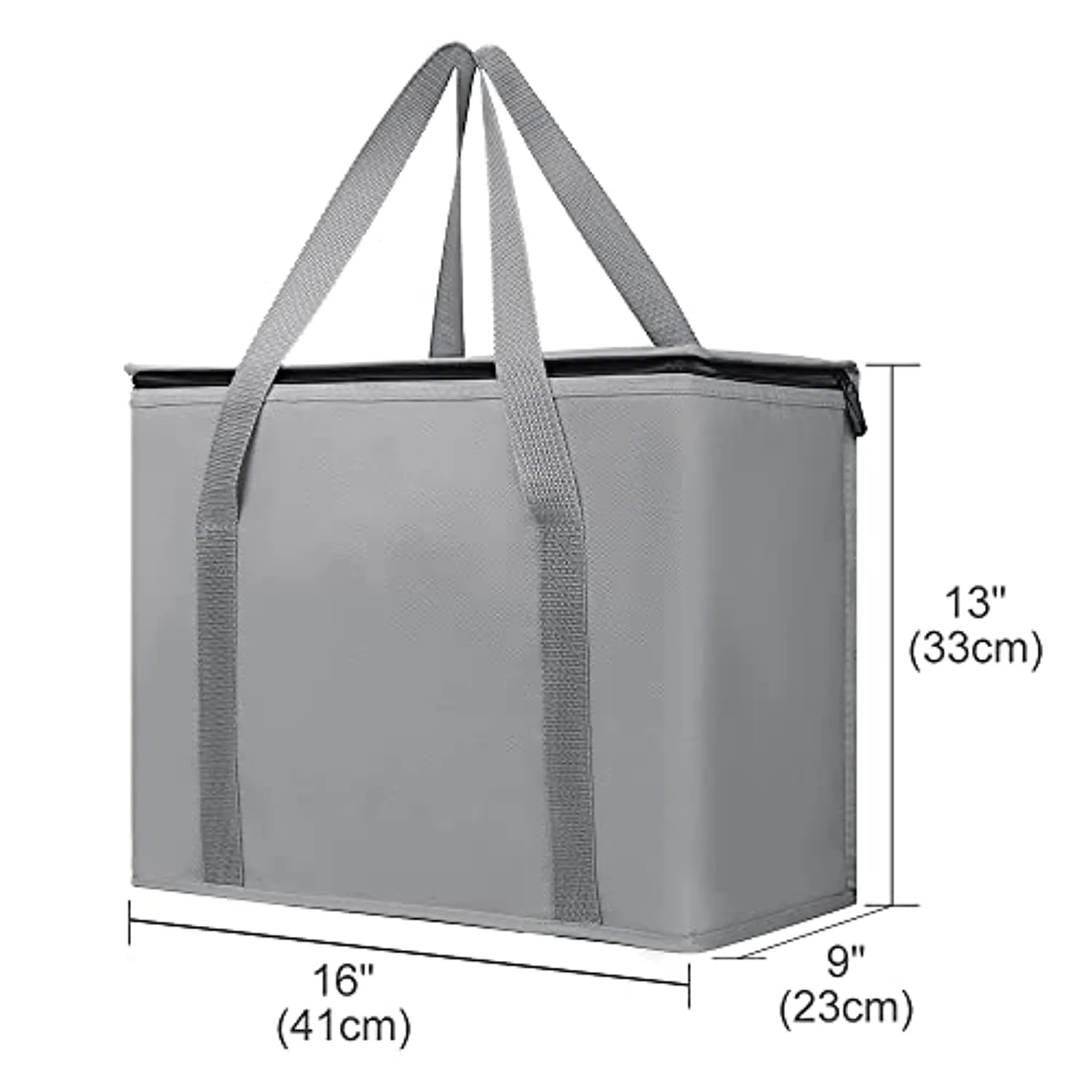 BELLEFORD  2-Pack Insulated Reusable Grocery Shopping Bags, Xl, Large Picnic Cooler Bag Zipper Zippered Top Cold, Grey