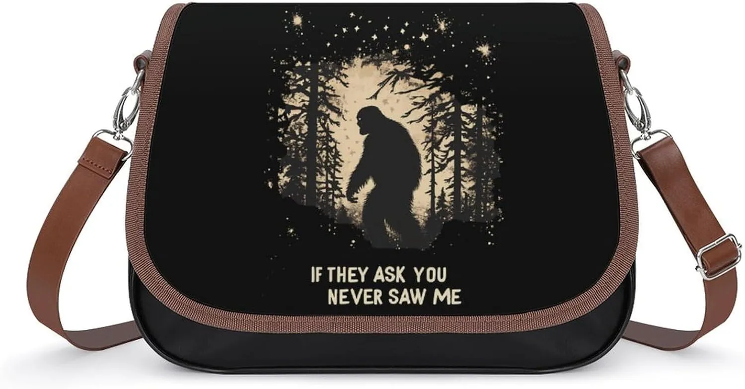 Bigfoot If They Ask You Never Saw Me Crossbody Bags for Women Shoulder Bag Flap Handbags Leather Cross Body Purse
