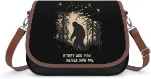 Bigfoot If They Ask You Never Saw Me Crossbody Bags for Women Shoulder Bag Flap Handbags Leather Cross Body Purse