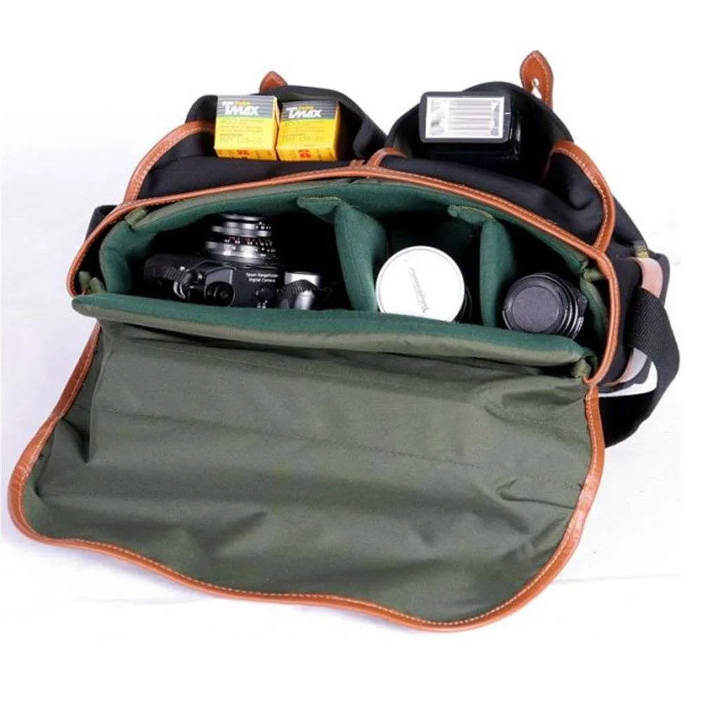 Billingham Hadley Pro Shoulder Bag - Black Canvas Tan Leather