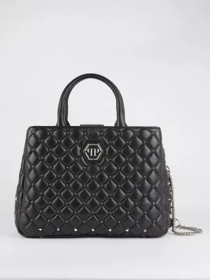 Black Star Studded Quilt Tote Bag