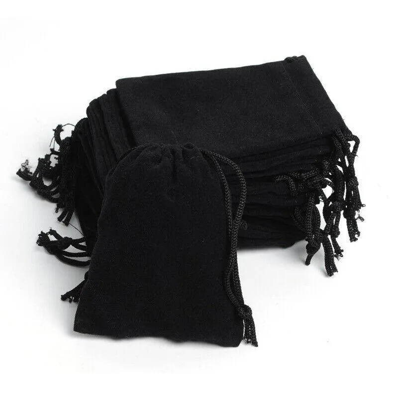 Black Velvet Drawstring Gift Bags 10-100PCS 6Sizes